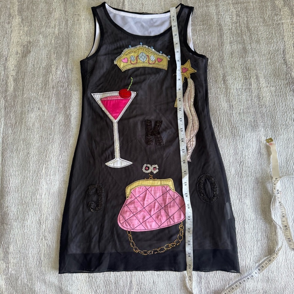 Mona Lisa Black Dress with Pink and Gold Embellishments, Size 8 - Picture 9 of 9